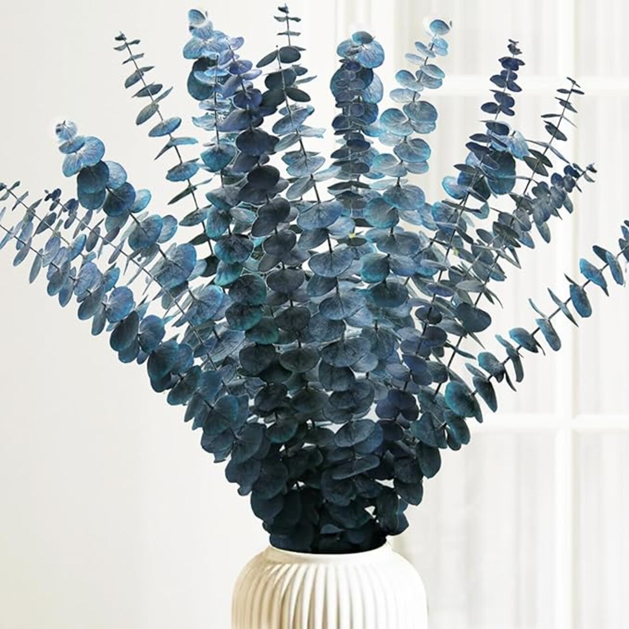 Preserved-Dried-Eucalyptus-Stems,16-17" Natural Blue-Green Eucalyptu Plant Live Fresh, Real Eucalyptus Branches Leaves for Shower Spa, Blue Dried Flowers for Vase Fillers, Home Decor & Wedding (16Pcs)